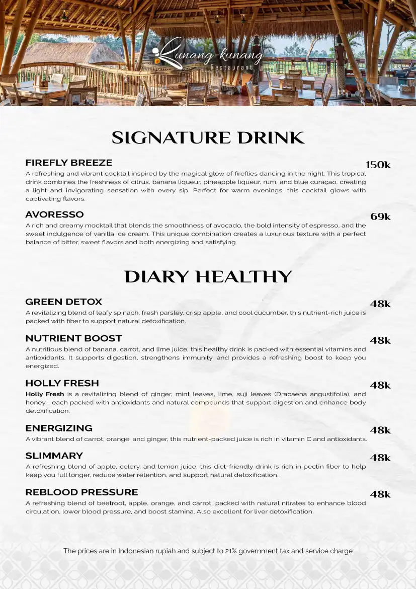 Kunang-Kunang restaurant menu 2025