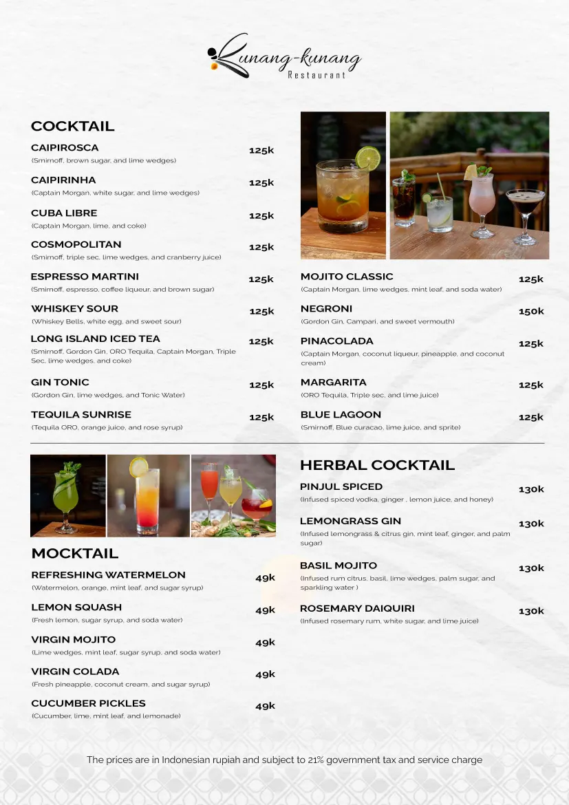 Kunang-Kunang restaurant menu 2025