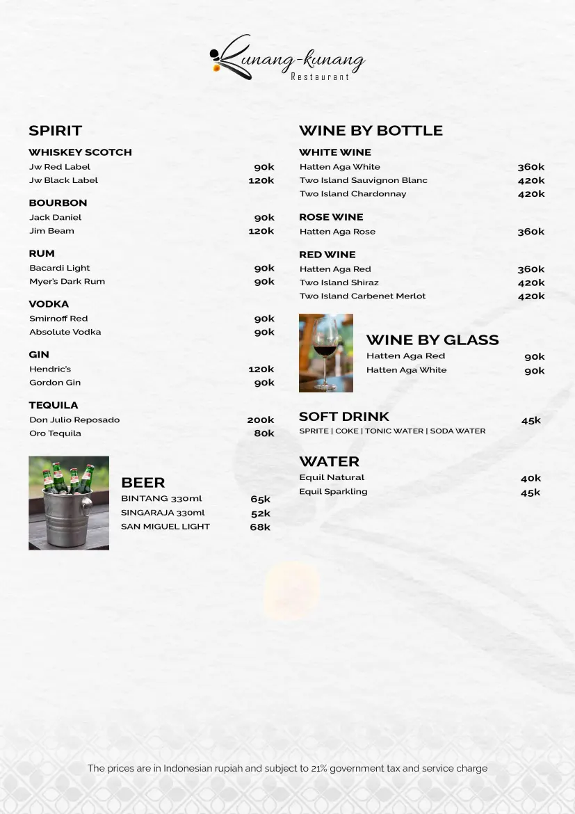 Kunang-Kunang restaurant menu 2025